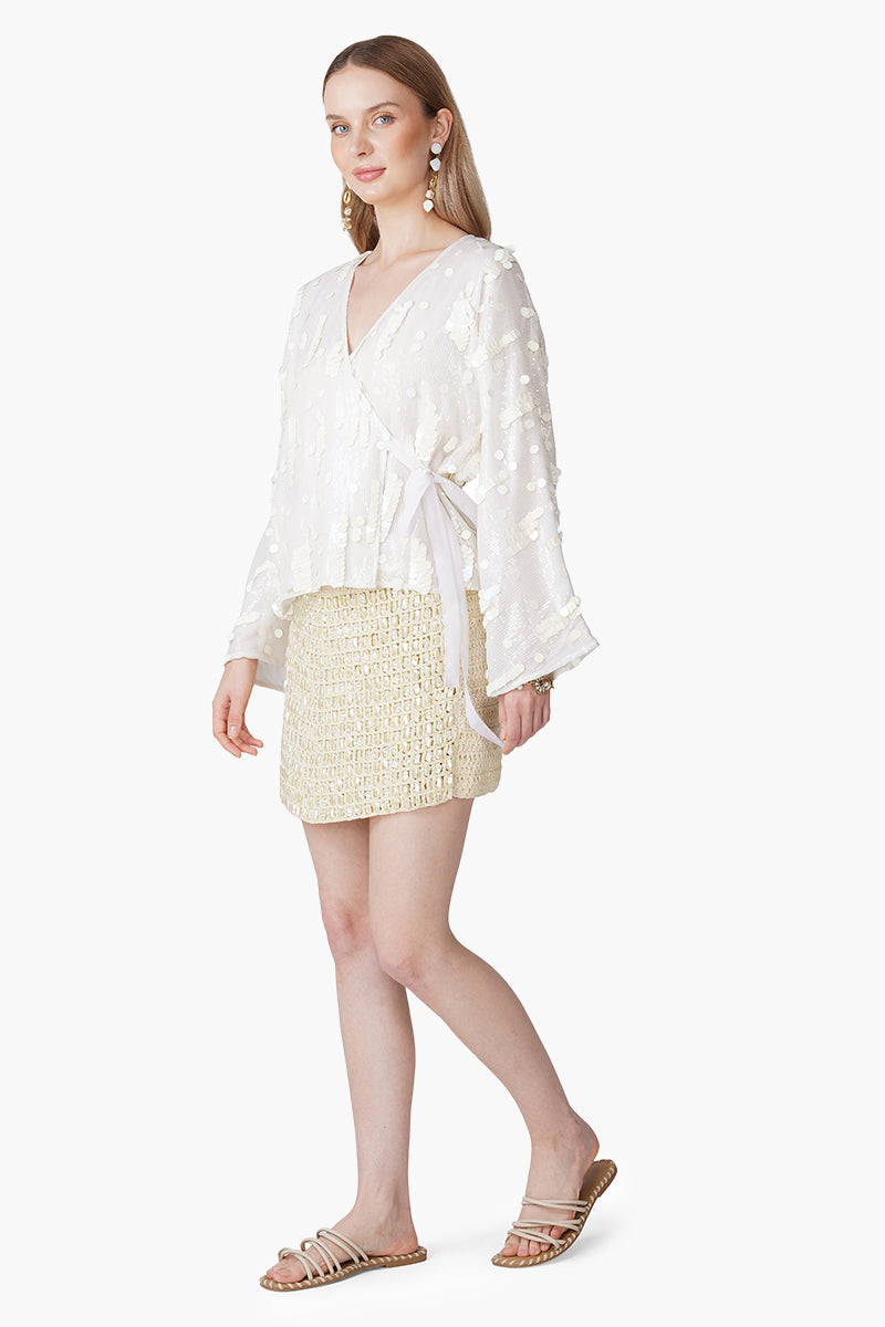 Set of 6 Radiant Ivory Sequence Coin Embellished Baggy Shirt (S, M & L)