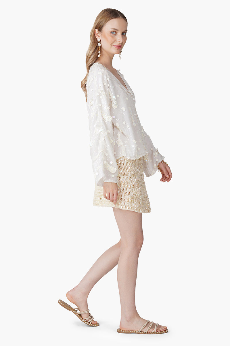 Set of 6 Radiant Ivory Sequence Coin Embellished Baggy Shirt (S, M & L)