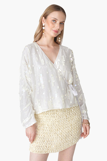 Set of 6 Radiant Ivory Sequence Coin Embellished Baggy Shirt (S, M & L)