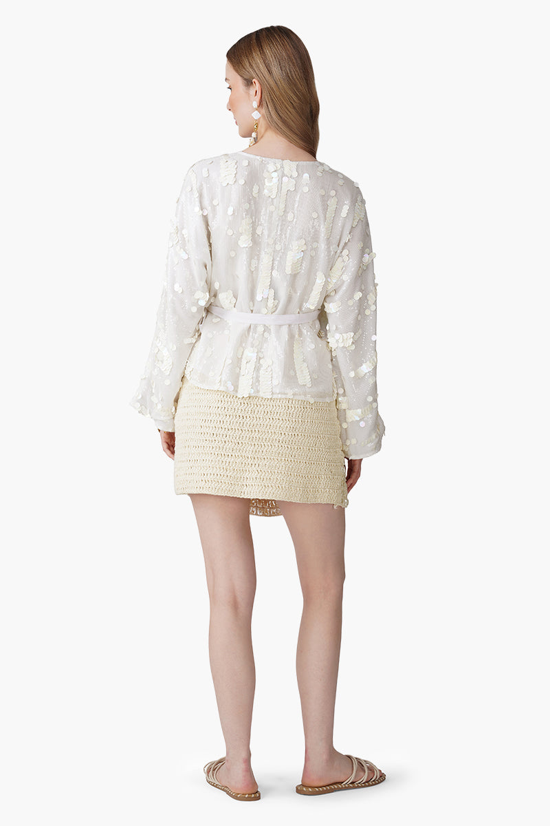 Set of 6 Radiant Ivory Sequence Coin Embellished Baggy Shirt (S, M & L)