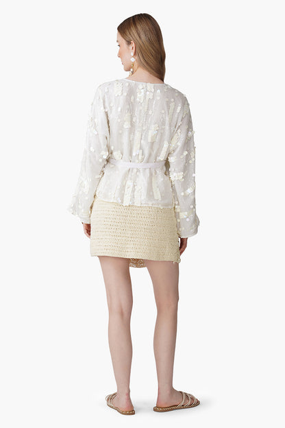 Set of 6 Radiant Ivory Sequence Coin Embellished Baggy Shirt (S, M & L)