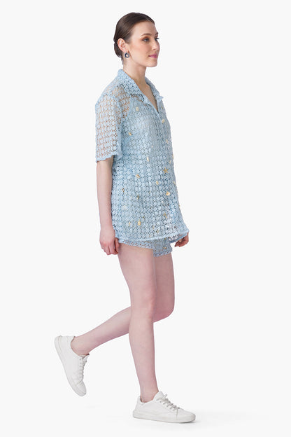 Set of 6 Ocean Net Shell Embroidered Shirt  (S, M & L)