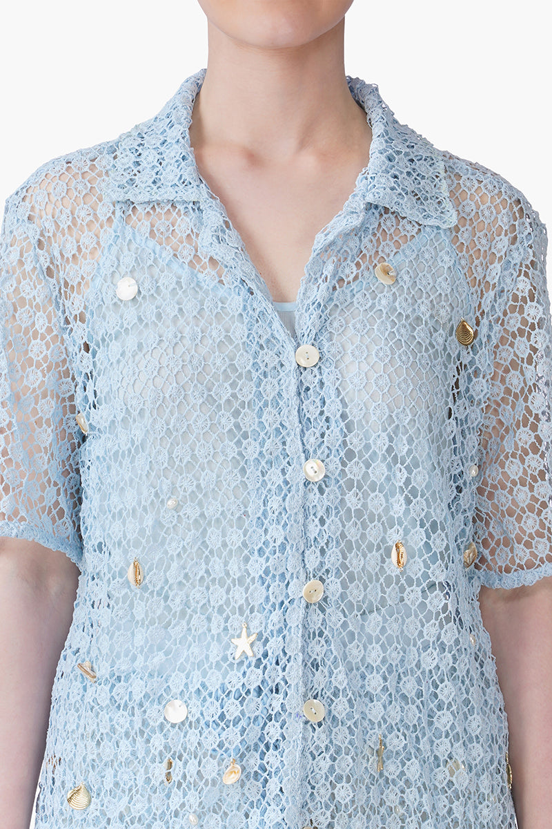 Set of 6 Ocean Net Shell Embroidered Shirt  (S, M & L)