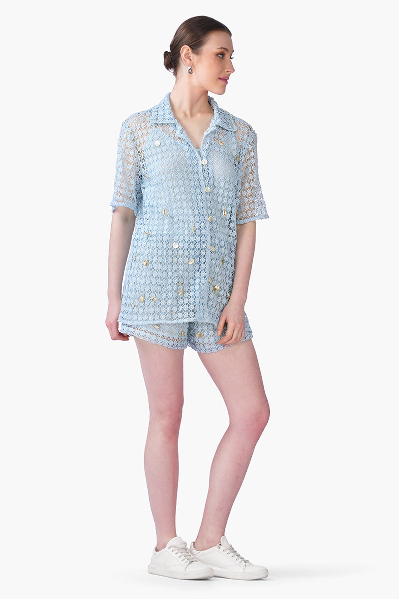 Set of 6 Ocean Net Shell Embroidered Shorts (S, M & L)