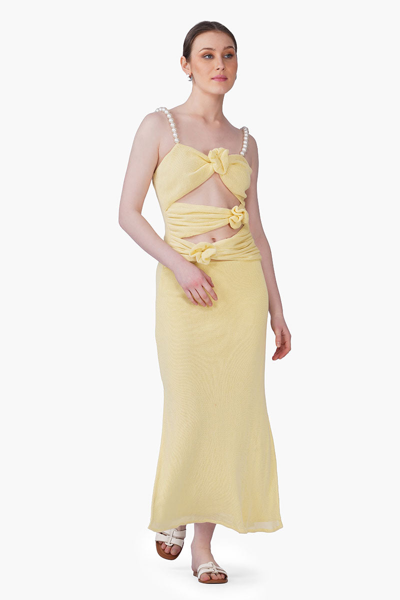 Set of 6 Butter Mesh Knotted Bodycone Dress (S, M & L)