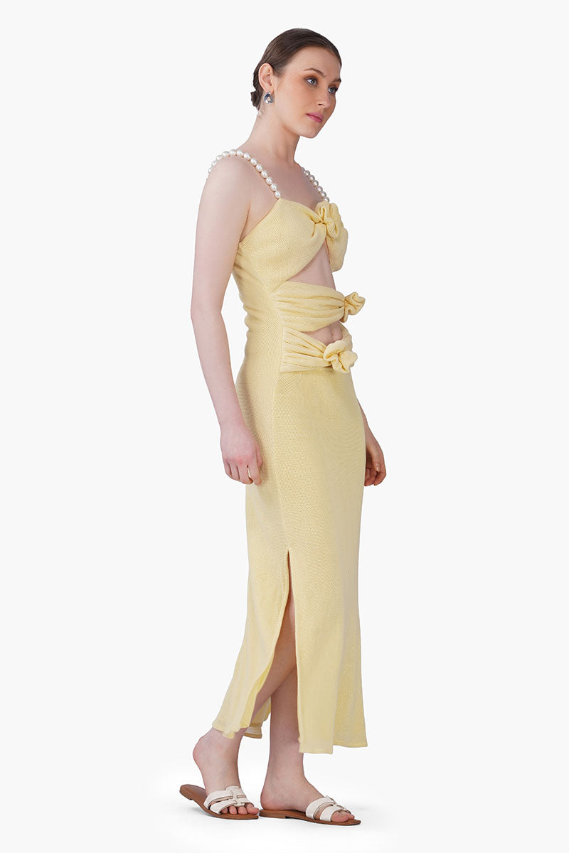 Set of 6 Butter Mesh Knotted Bodycone Dress (S, M & L)