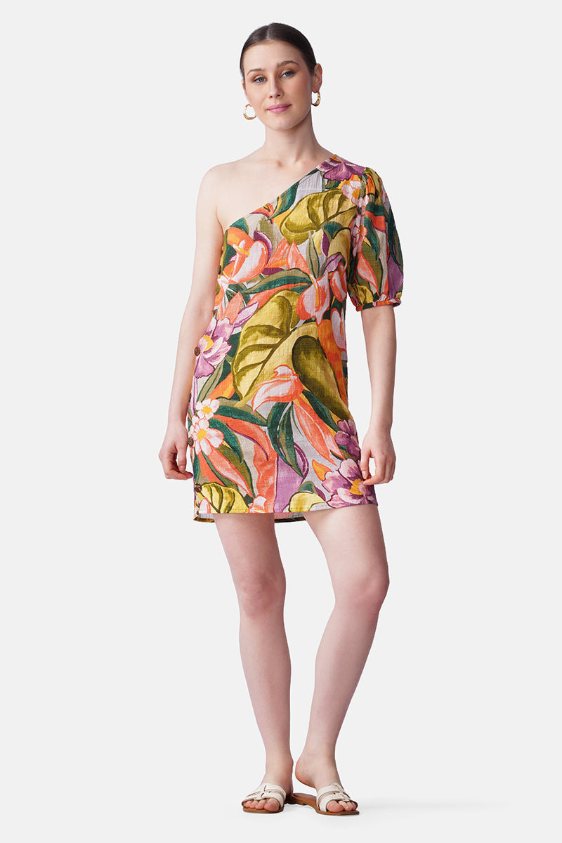 Set of 6 Multi Heaven Farm Printed One Shoulder Dress (S, M & L)