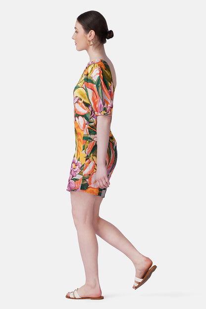 Set of 6 Multi Heaven Farm Printed One Shoulder Dress (S, M & L)