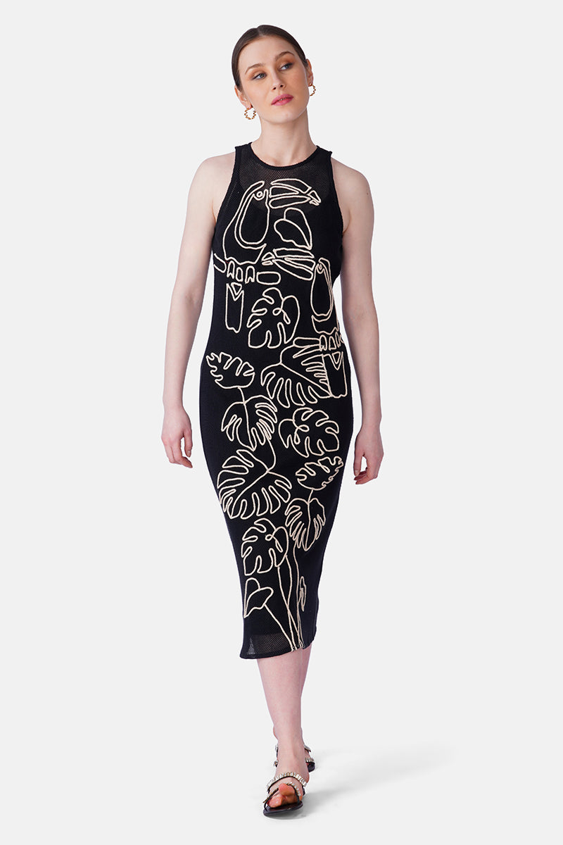 Set of 6 Black  Twined Dori Tucan Bodycone Dress (S, M & L)