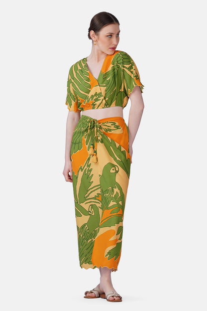 Set of 6 Lime Sun Tucan Printed Skirt  (S, M & L)