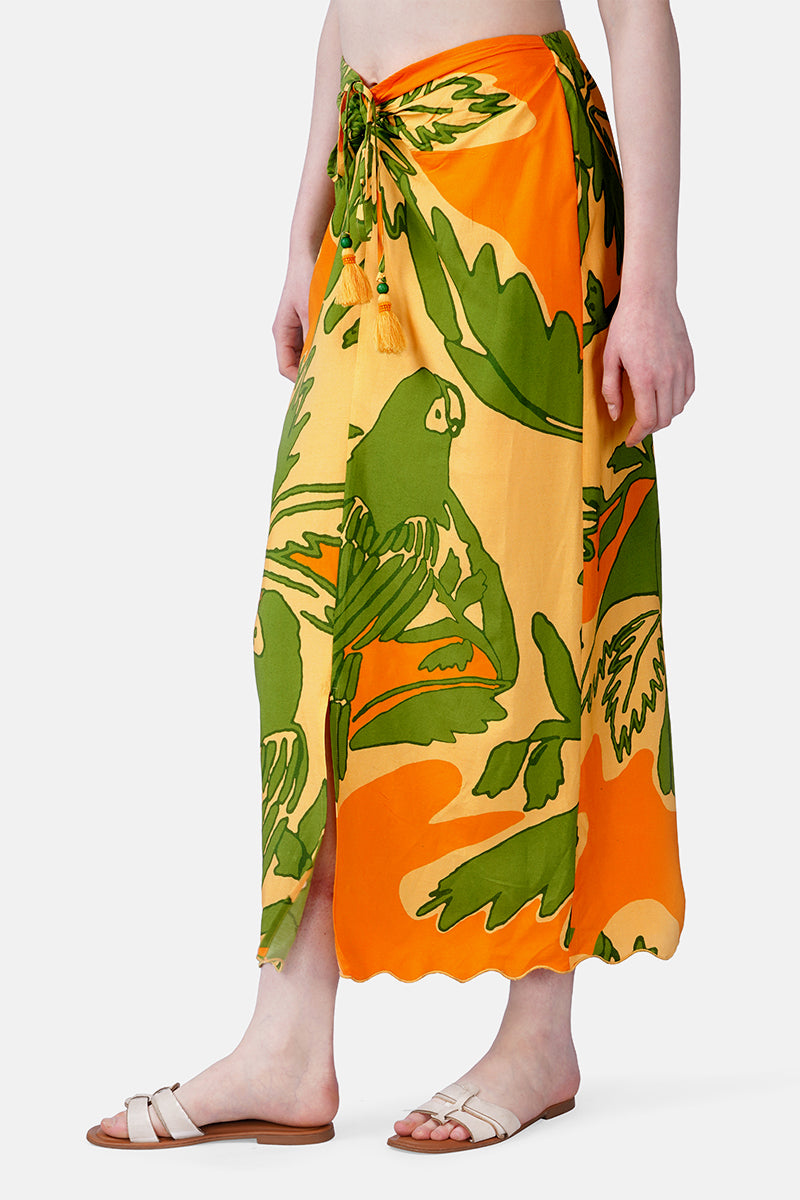 Set of 6 Lime Sun Tucan Printed Skirt  (S, M & L)