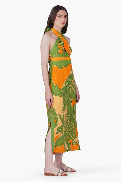 Set of 6 Lime Sun Tucan Printed Halter Dress (S, M & L)