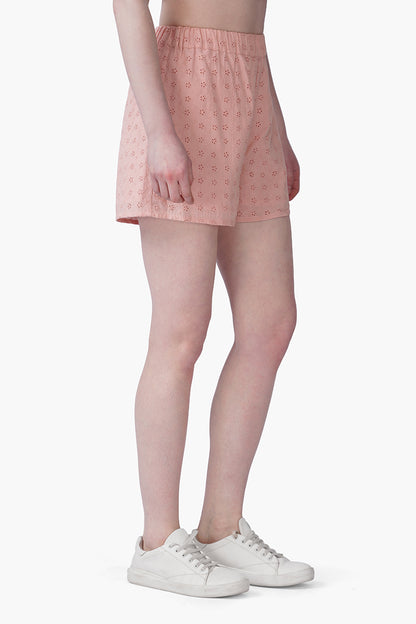 Set of 6 Peach Pretty Schiffli Shorts (S, M & L)