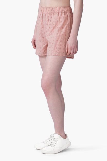 Set of 6 Peach Pretty Schiffli Shorts (S, M & L)