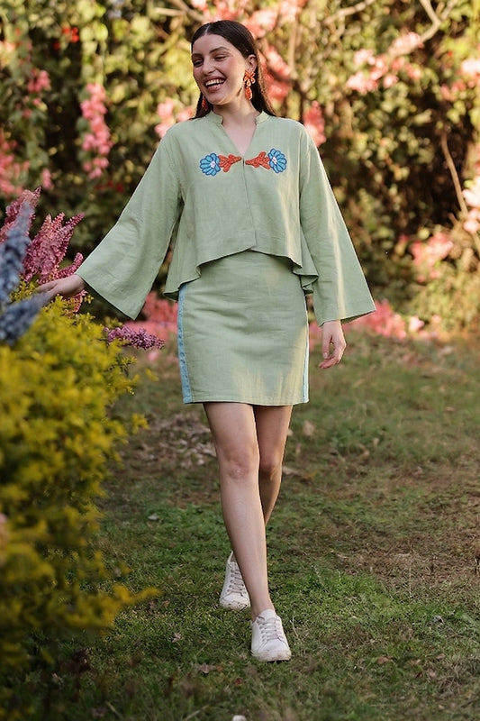 Set of 6 Green Shell Kissed Embroidered Top(S, M & L)