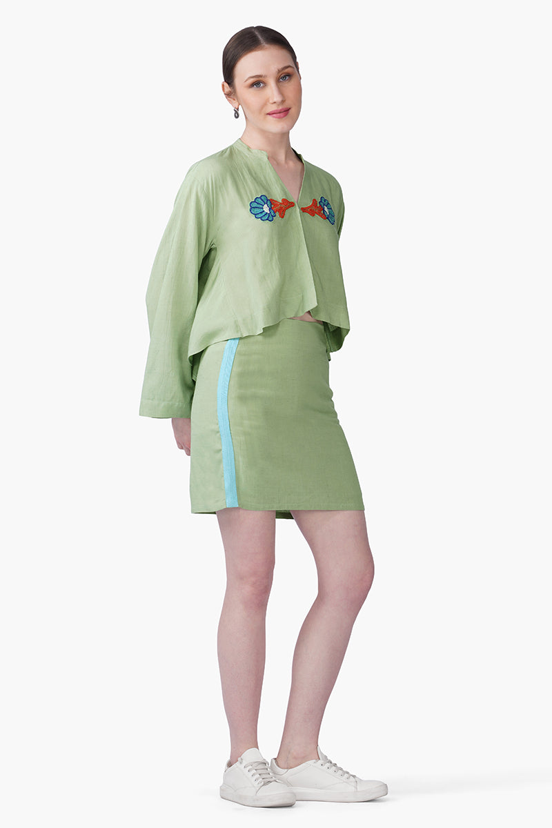 Set of 6 Green Shell Kissed Embroidered Top(S, M & L)