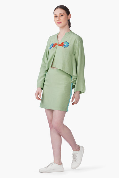 Set of 6 Green Shell Kissed Embroidered Top(S, M & L)