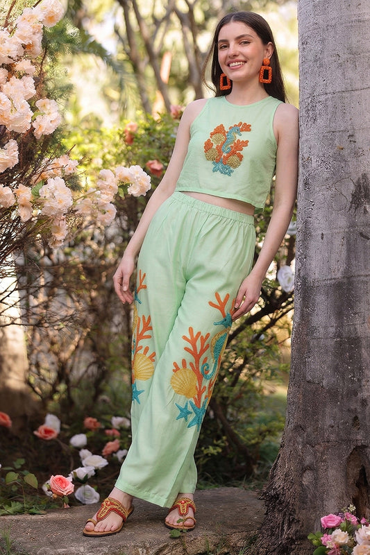 Set of 6 Under The Green Seahorse Embellished Top(S, M & L)