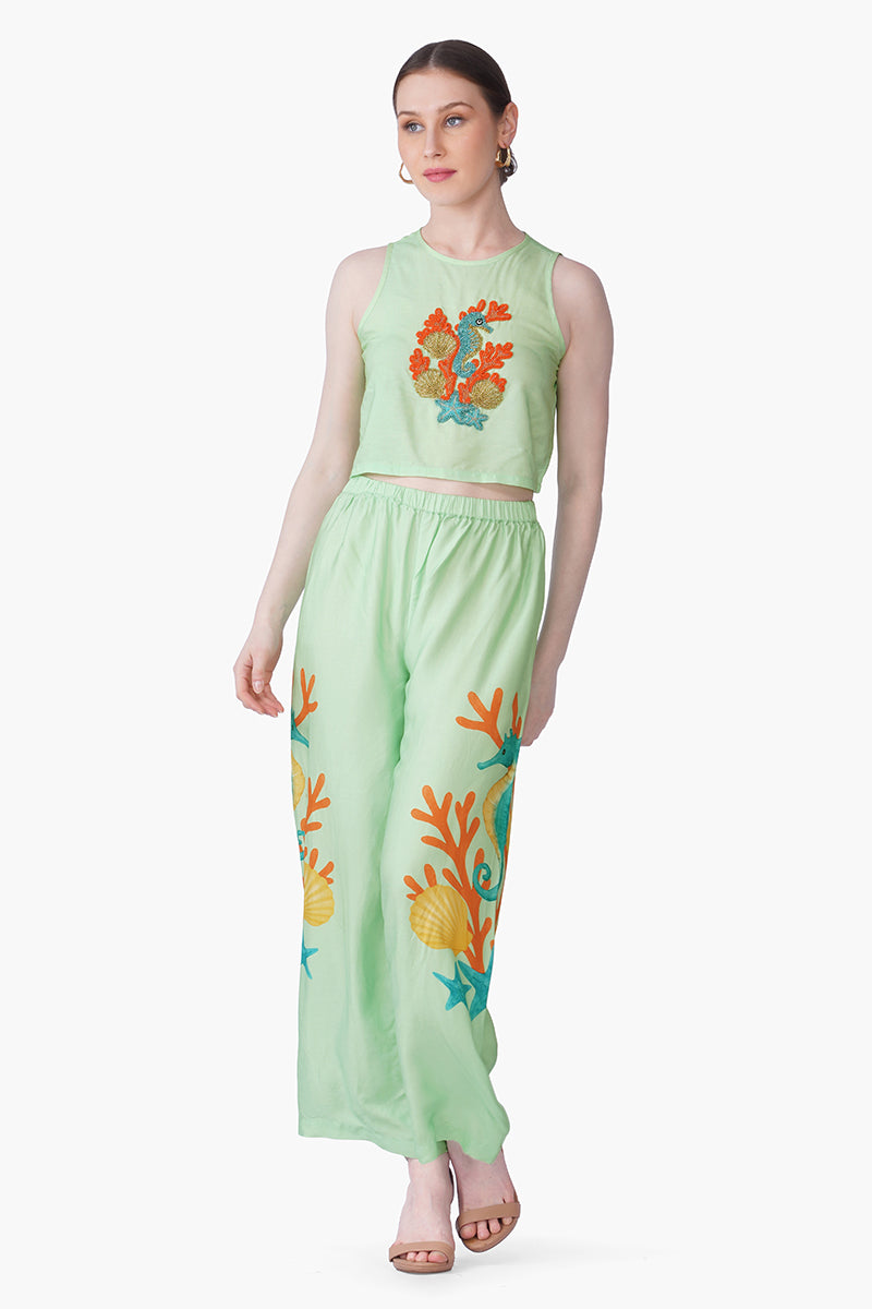 Set of 6 Under The Green Seahorse Embellished Top(S, M & L)