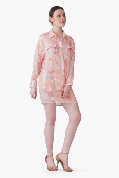 Set of 6 Peach Sequinned Shores Shirt (S, M & L)