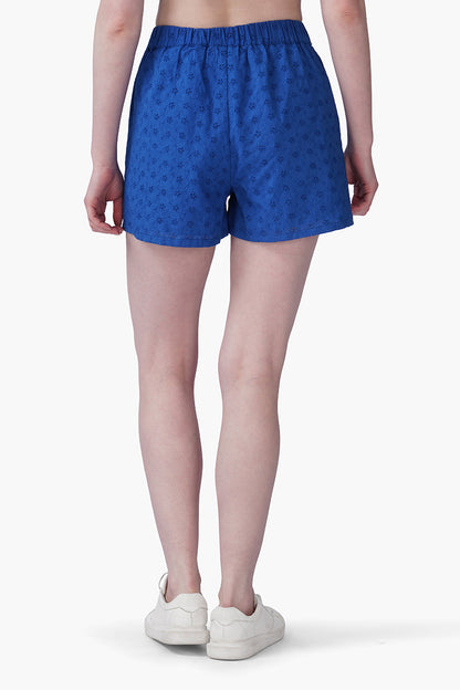Set of 6 Marine Blue Schiffli Shorts(S, M & L)