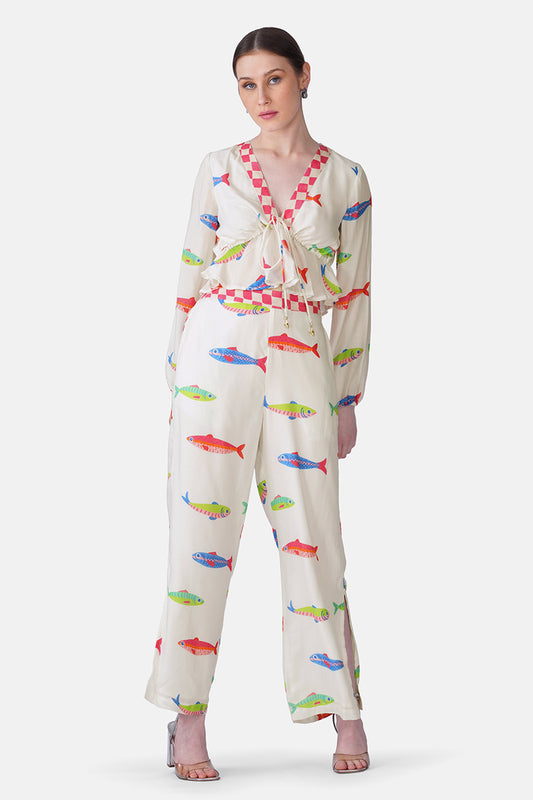 Set of 6 Hand-Drawn Fish Printed Pants(S, M & L)