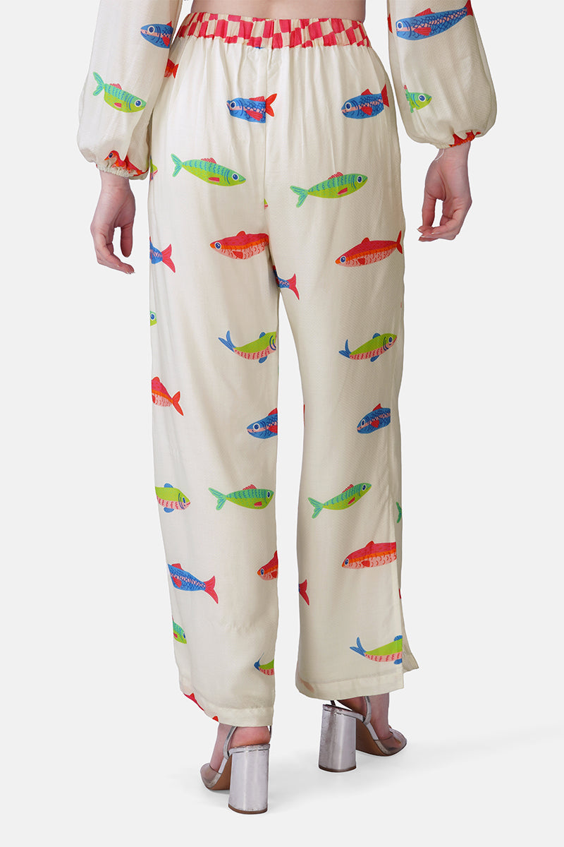 Set of 6 Hand-Drawn Fish Printed Pants(S, M & L)