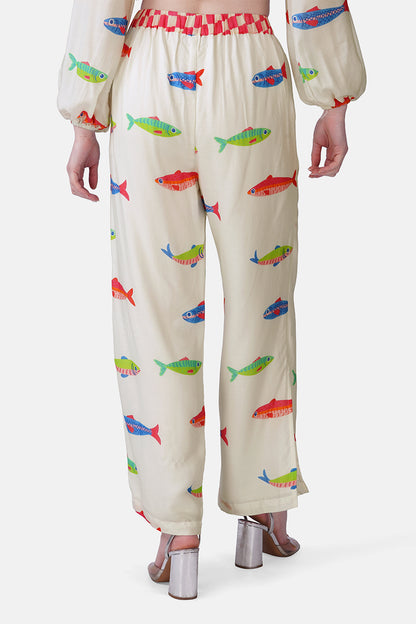 Set of 6 Hand-Drawn Fish Printed Pants(S, M & L)