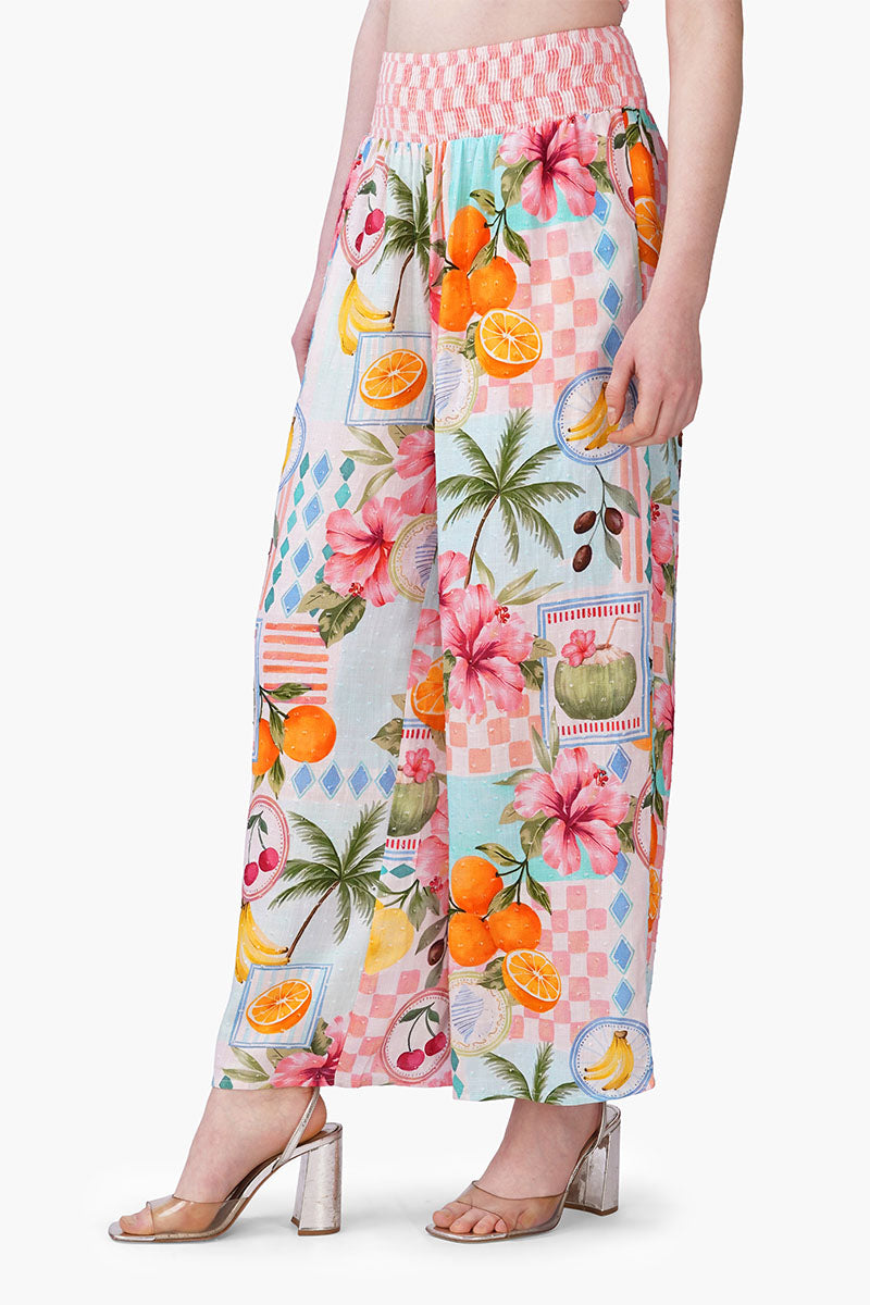 Set of 6 Hibiscus Fruit Print Summer Pants(S, M & L)