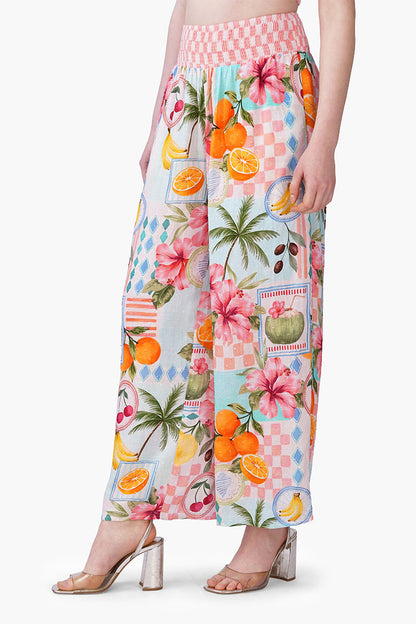 Set of 6 Hibiscus Fruit Print Summer Pants(S, M & L)
