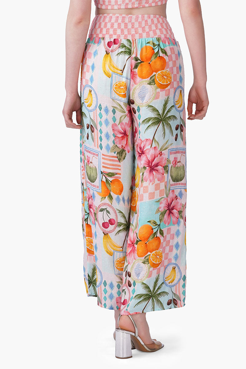 Set of 6 Hibiscus Fruit Print Summer Pants(S, M & L)