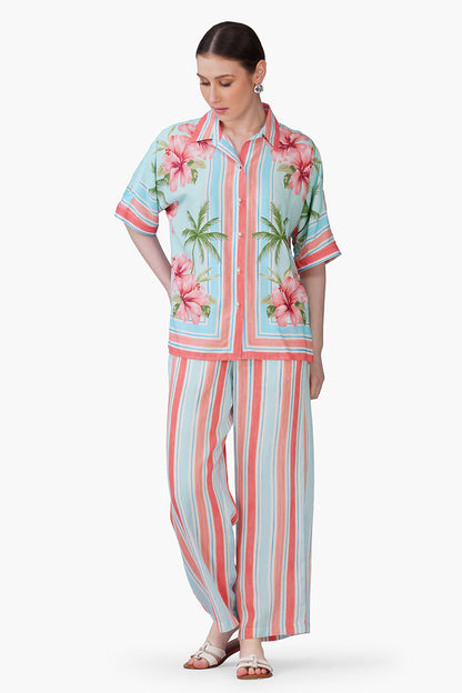 Set of 6 Scarlet Hibiscus Print Shirt (S, M & L)