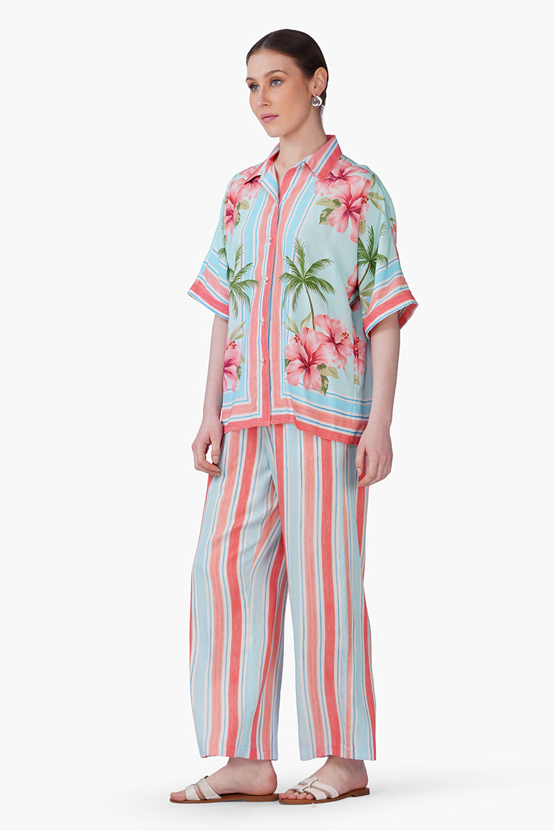 Set of 6 Scarlet Hibiscus Print Shirt (S, M & L)