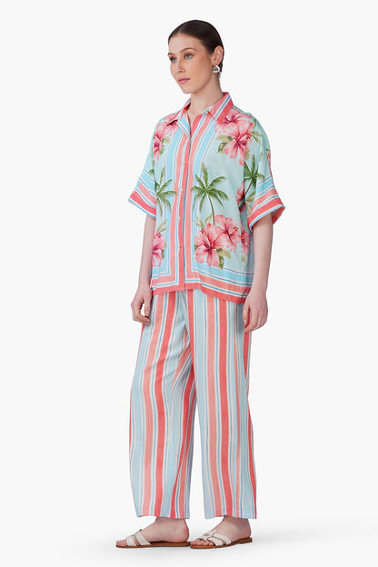 Set of 6 Scarlet Hibiscus Print Shirt (S, M & L)