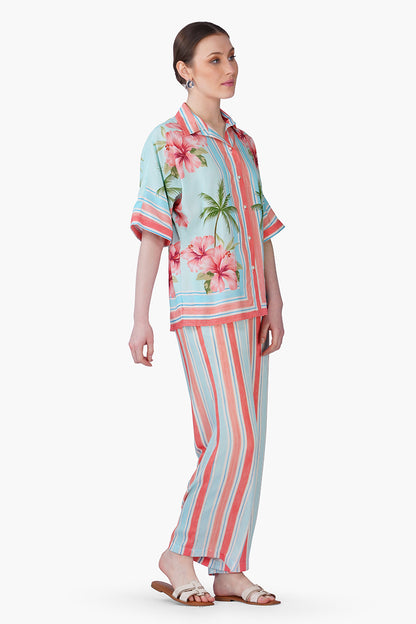 Set of 6 Scarlet Hibiscus Print Shirt (S, M & L)