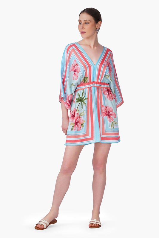 Set of 6 Scarlet Hibiscus Print Short Dress(S, M & L)