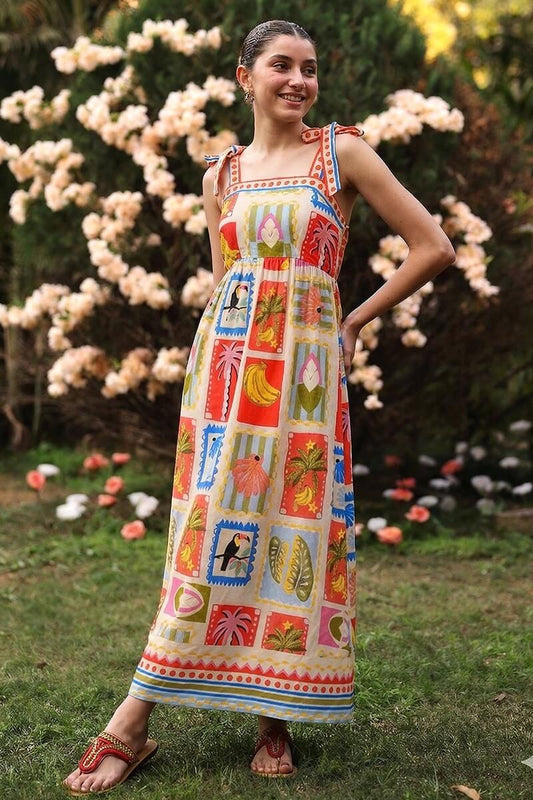 Set of 6 Toucan Pop Fruit Long Dress(S, M & L)