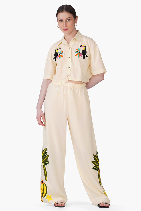 Set of 6 Toucan Carnival Embroidered Crop Shirt   (S, M & L)