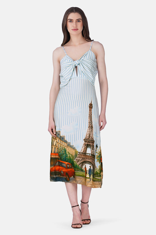 Set of 6 Love In Paris Printed Bow Dress(S, M & L)