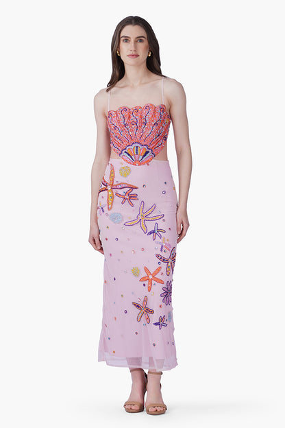 Multi Shell Blush Embellished Dress