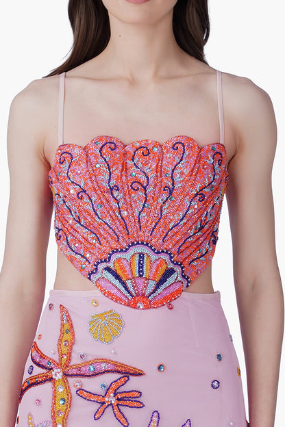 Multi Shell Blush Embellished Dress