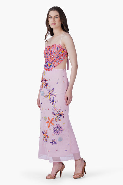 Multi Shell Blush Embellished Dress