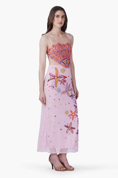 Multi Shell Blush Embellished Dress