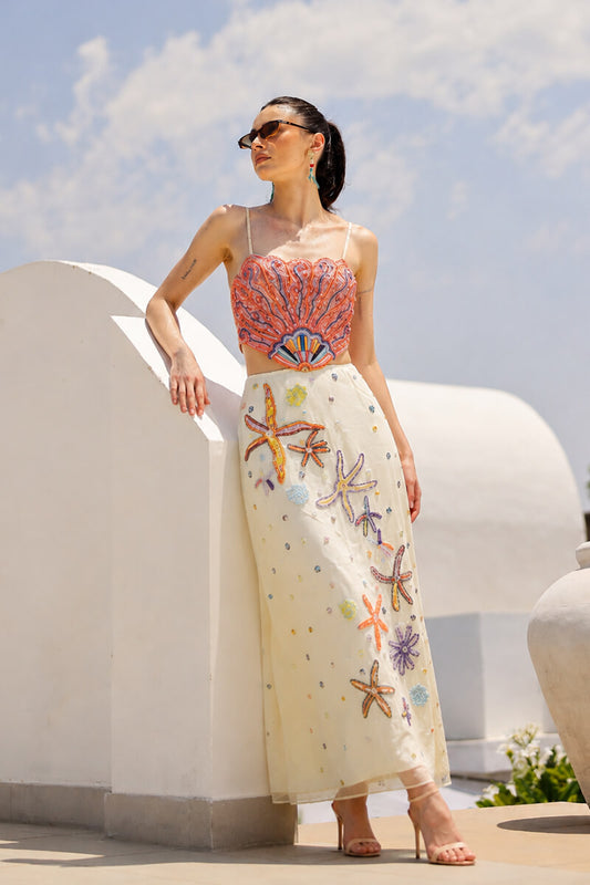 Multi Shell Sunlit Embellished Dress