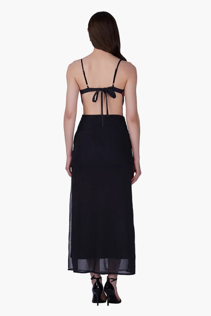 Multi Shell Black Embellished Dress