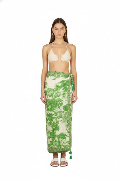 Green Forest Safari Print Sarong