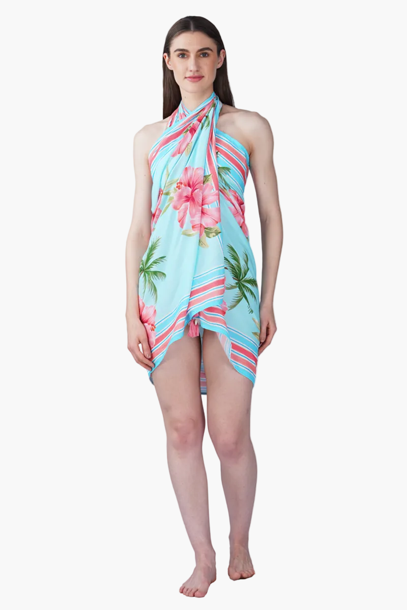 Scarlet Hibiscus Print Sarong