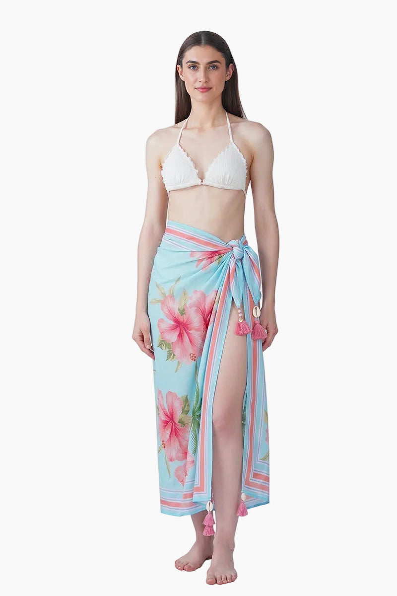 Scarlet Hibiscus Print Sarong