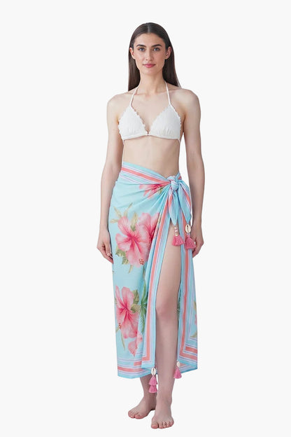 Scarlet Hibiscus Print Sarong