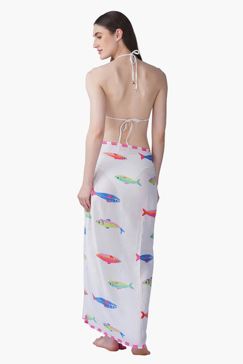 Hand-Drawn Fish Printed Sarong